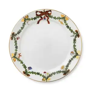 Star Fluted Christmas Dinner Plate with Garland and bow